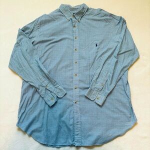 Ralph Lauren Polo Mens Long Sleeve Button Up Shirt Blue Plaid Classic Fit 2XLT
